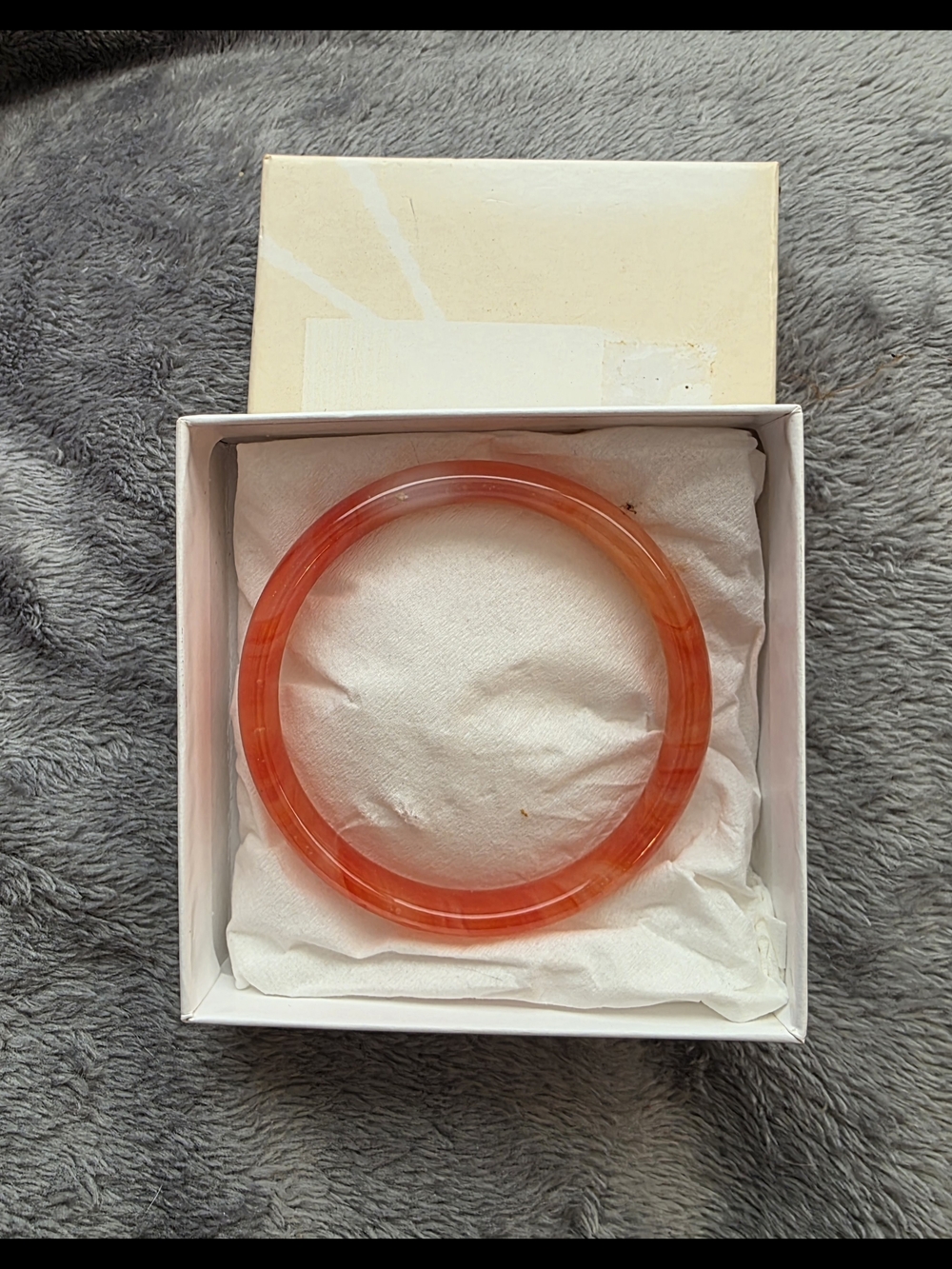 Jade Red-Orange Semi-translucent  Bangle Bracelet